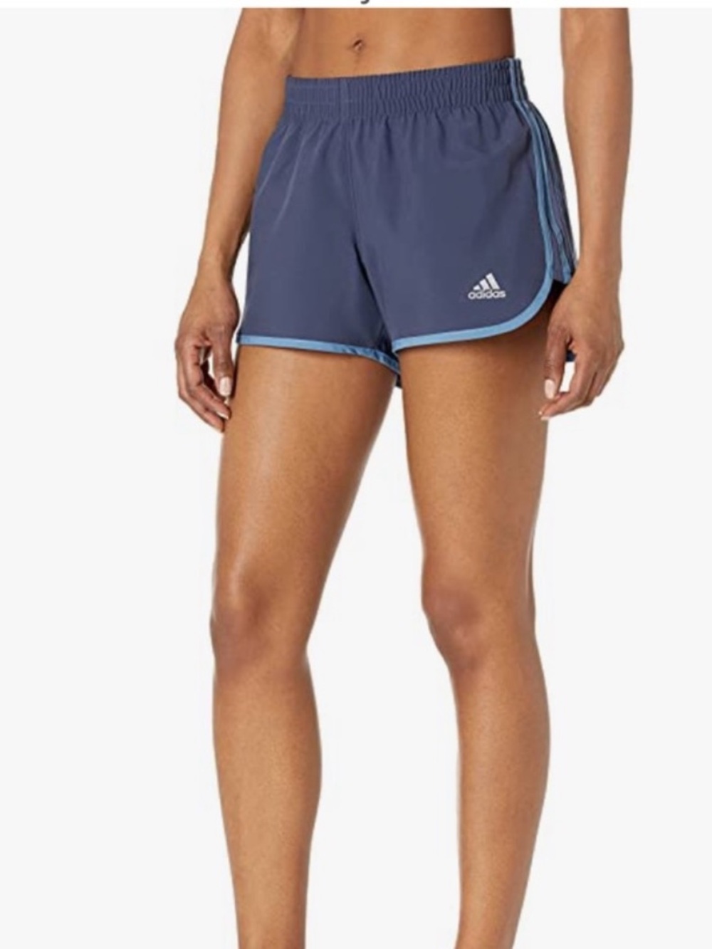 adidas Women's Navy Shorts with Light Blue Trim